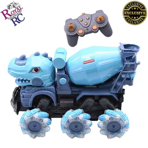 Royal RC Toys, PREMIUM Dinosaur Mixer truck Combo, Functional mixer, Remote control, Drifts 360, Cool LED Lights, Very Attractive toy, Rechargeable battery, Best Gift