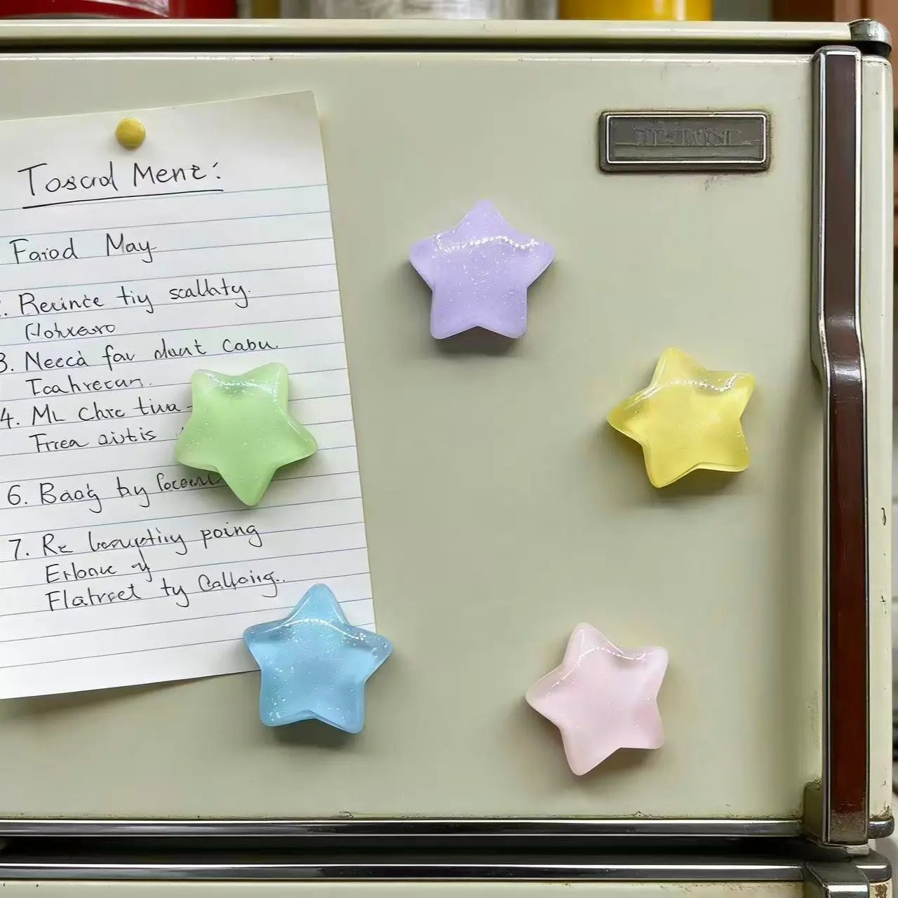 Glitter Star Refrigerator Magnet, Creative Polaroid Photo Holder Decor, Photo Magnets For Refrigerator, Unique Kitchen Accessory, Fun and Stylish Design, Glitter Magnets Set