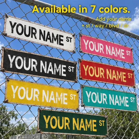 Custom Retro Lightweight Aluminum Farmhouse Metal Tin Street Sign - Palette&Wall Personalized Road Name Plate with Safe Edges, Rustic Home Decor for Holiday, Balcony, Kitchen - Perfect Christmas Gift, Men's Stuff, Room Decorations