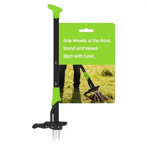 4-Claw Manual Weed Puller, 40 in Long Handle, Steel Blades, Offset Grip, Quick Eject Root Extraction Garden Hand Weed Removal 4-Claw Tool