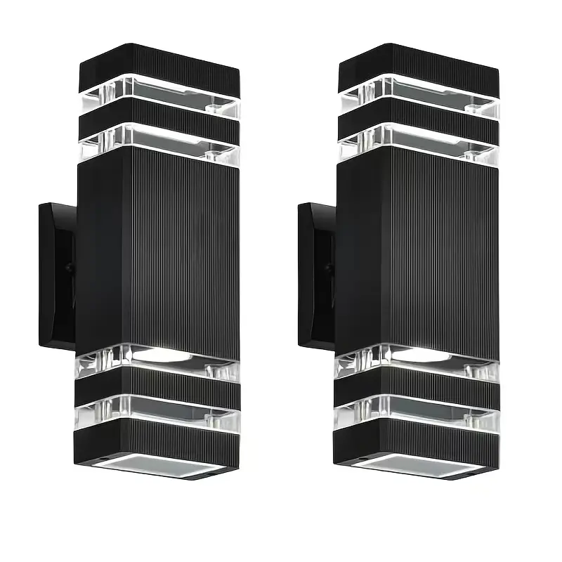 2 Pack Hardwired Outdoor Wall Sconces, Black Up and Down Exterior Wall Lights Non-Solar Weatherproof Rust Resistant Security Wall Lighting Fixture for Porch Garage Patio Entryway Bulbs Not Included#OutdoorWallLight #HomeDecor
