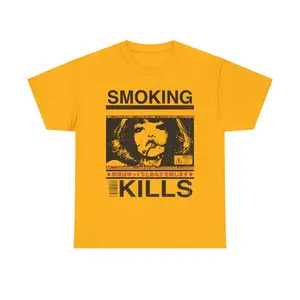 Smoking Kills Retro Manga Style Graphic T-Shirt, Cotton Tee