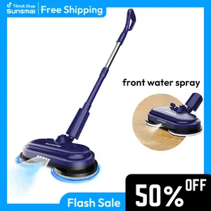 Cordless Electric Spin Mop, 360° Rotating Mop Head, Cordless Spray Design, LED light and 300ml Spray Tank