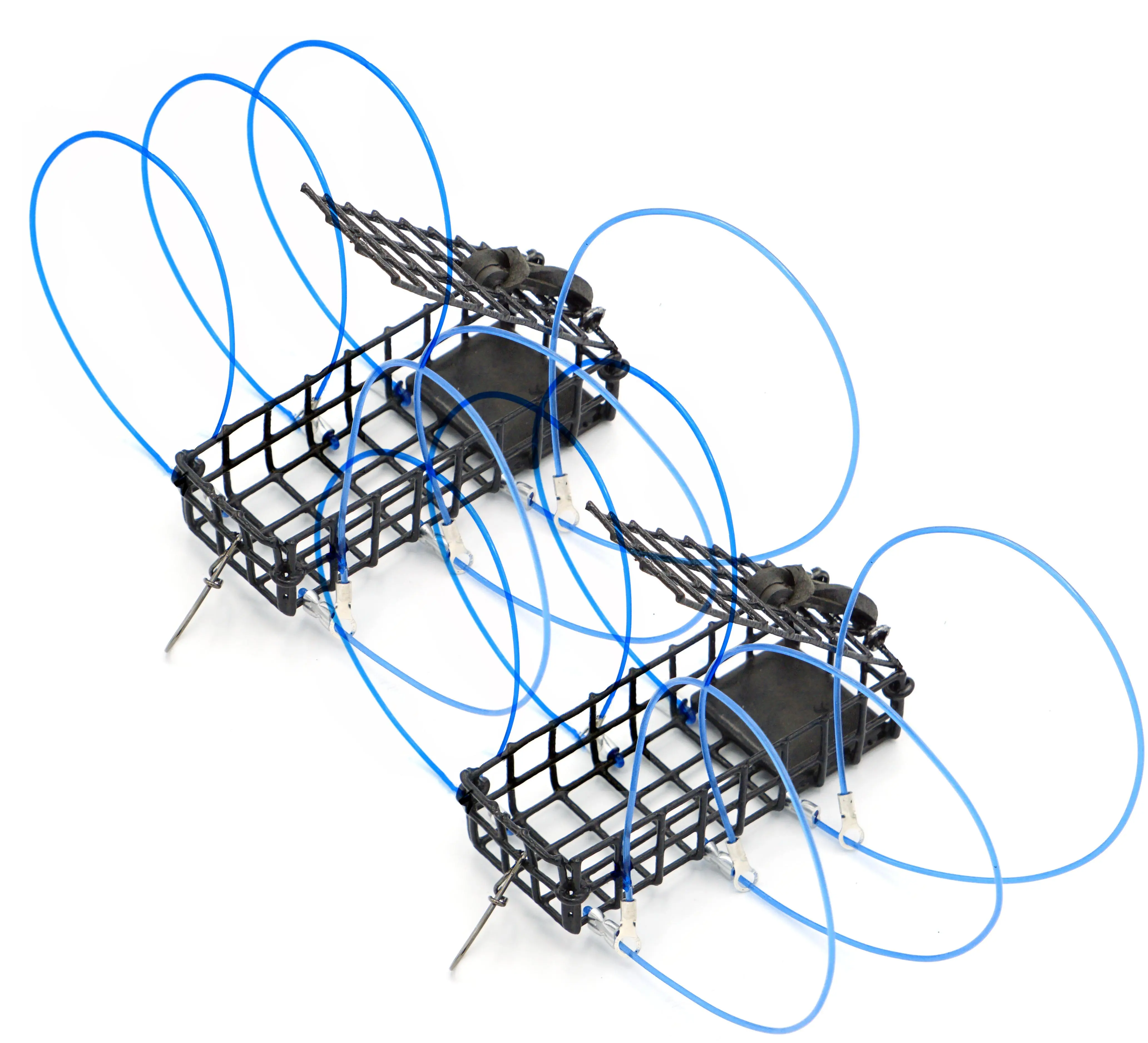 AirFly Castable Self-Opening Loops Crab Trap Snare (4”x2”x1") - 2pcs Fishing Gear for Pier, Dock Crab Hunting (Rock, Blue, Dungeness Varieties), Blue Crab