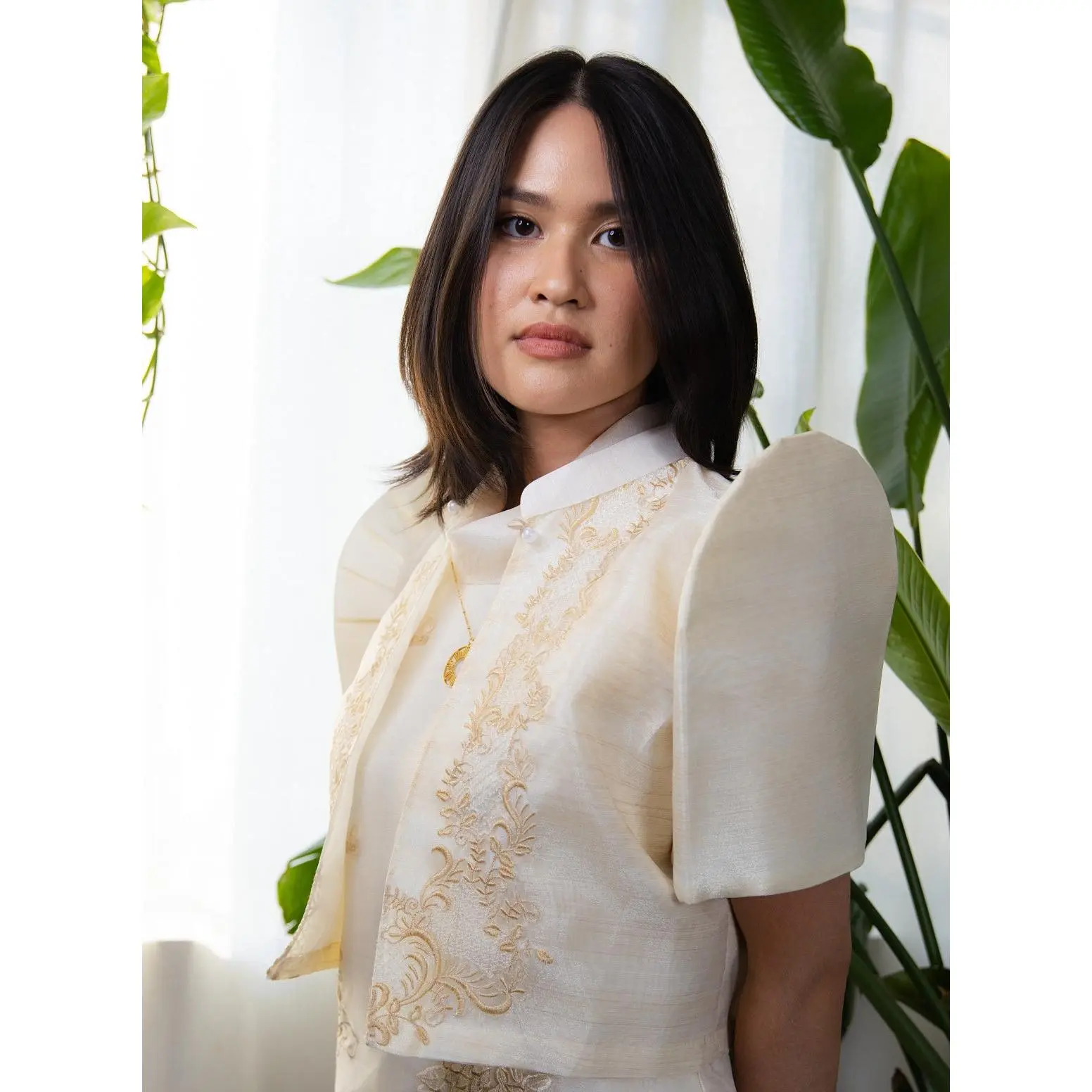 Flower & Vine Butterfly Sleeve Bolero – Cream