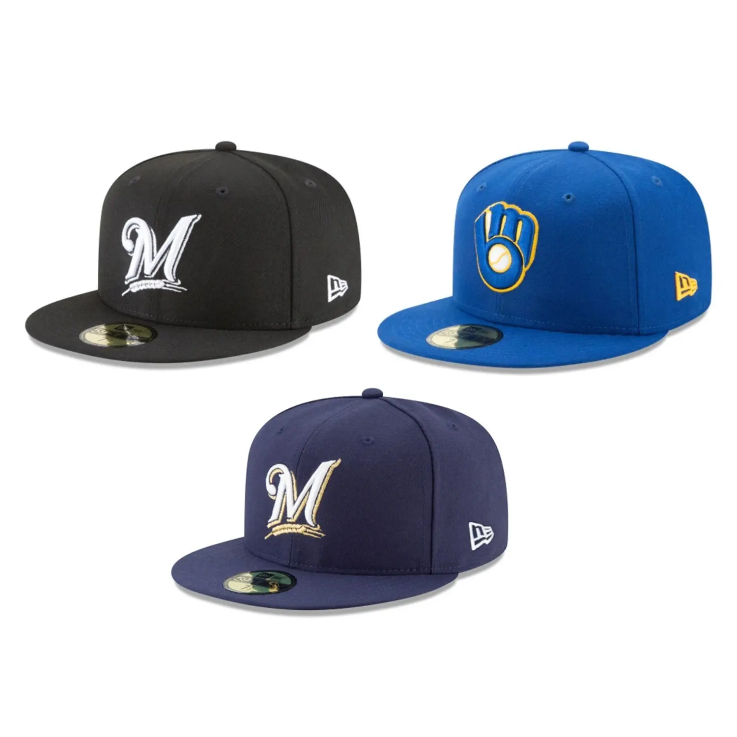 Milwaukee Brewers MLB Authentic New Era 59FIFTY Fitted Cap, Official Sports Collectibles Headwear