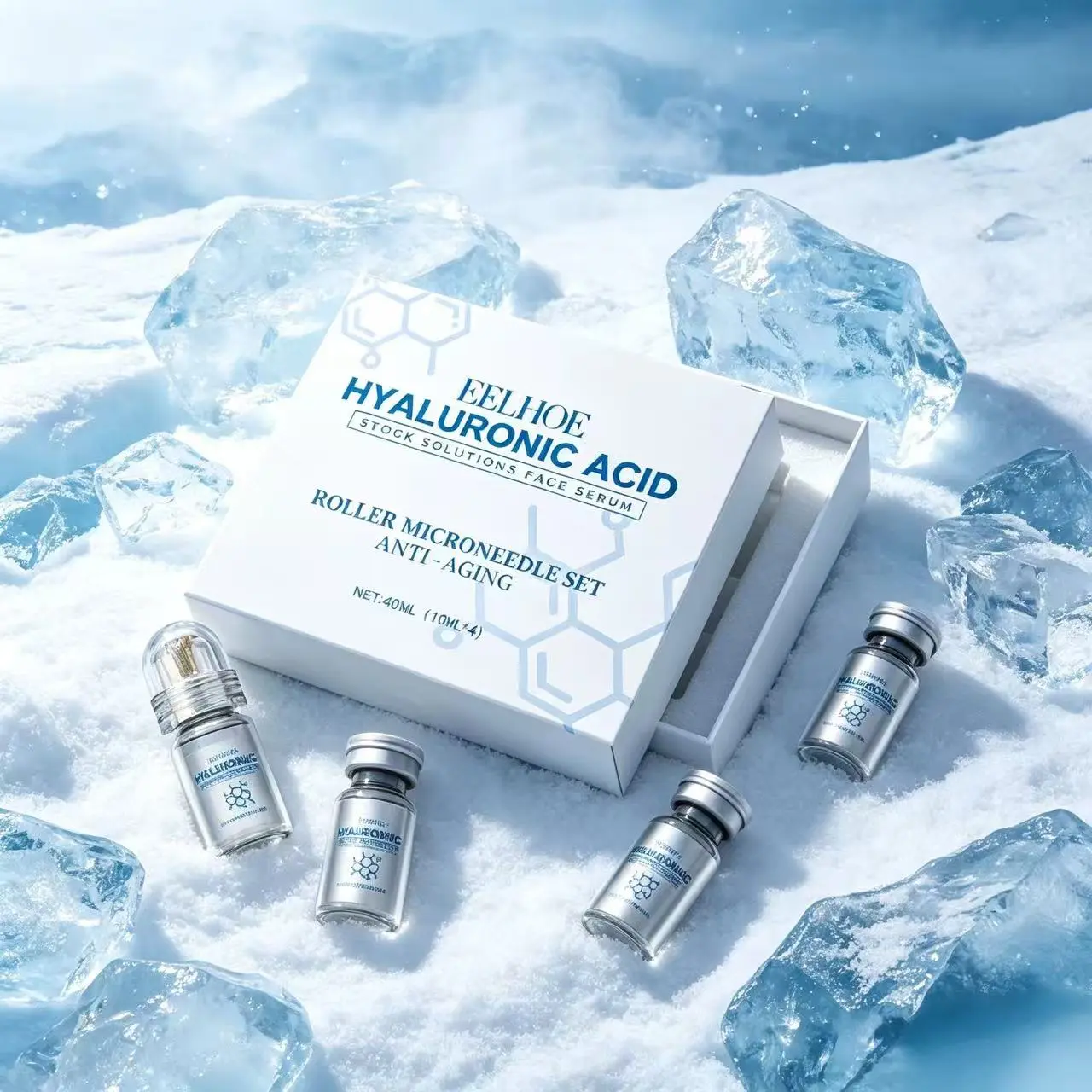 EELHOE Skincare Serum Roller Set – Refreshing texture that absorbs easily, hydrates and replenishes moisture, reduces fine lines, firms and lifts the skin, provides gentle care, smooths and brightens the complexion, suitable for all skin types, unisex