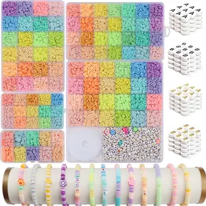 Soft Clay Beads Bracelet Making Kit, Friendship Bracelet Set, Flat Beads for Jewelry DIY, Heishi Beads for Necklaces and Gifts, Bead Assortment