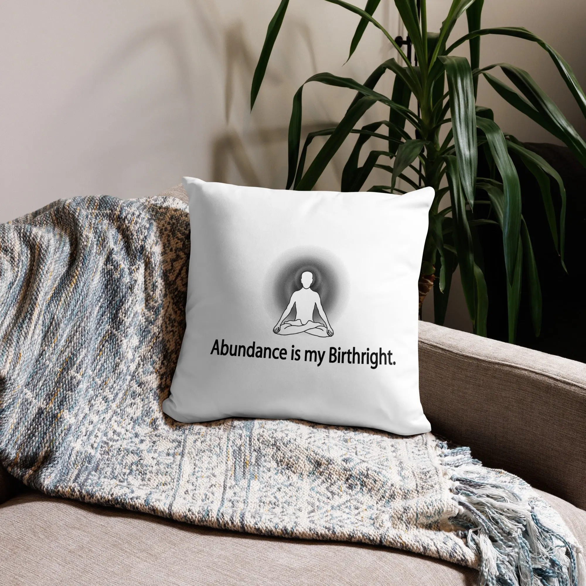 "Abundance is my Birthright " Positive Thought Brand Inspirational Pillow