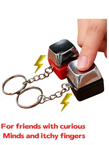 Prank Charm-Shock Button Keychain Safe Low Current Gadget for Wake-Up Jolt Fun at Parties Office Dorms or Quick Pick-Me-Up Compact Design