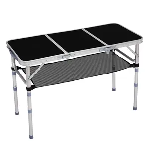 Folding Camping Table, Aluminum 36" x 16" Adjustable Height Folding Table with Carrying Handle, Lightweight, Portable Camping Table Waterproof for Outdoor Indoor Picnic Beach BBQ