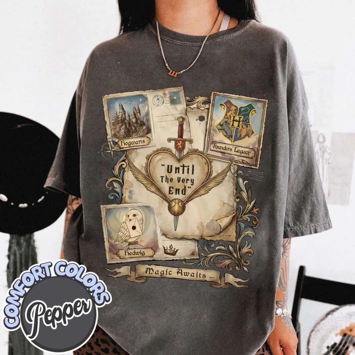 Comfort Color Vintage Wizard Magic Shirt, Owl Letter Tee, Fantasy School Inspired Shirt, Book Lover Gift,Magical Until The Very End Shirt, Retro Ivory Tee, Soft Cotton Blend, Breathable Comfort, Classic Fashion, Timeless Design for All