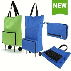 Foldable Rolling Shopping Bag with Wheels, Large Capacity Reusable Trolley Tote, Lightweight Space-Saving for Groceries, Laundry & Travel