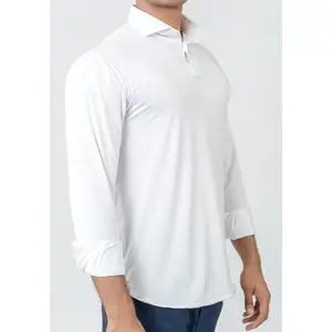White Performance Jersey 4 Way Super Stretch Polo Shirt - Wrinkle Free