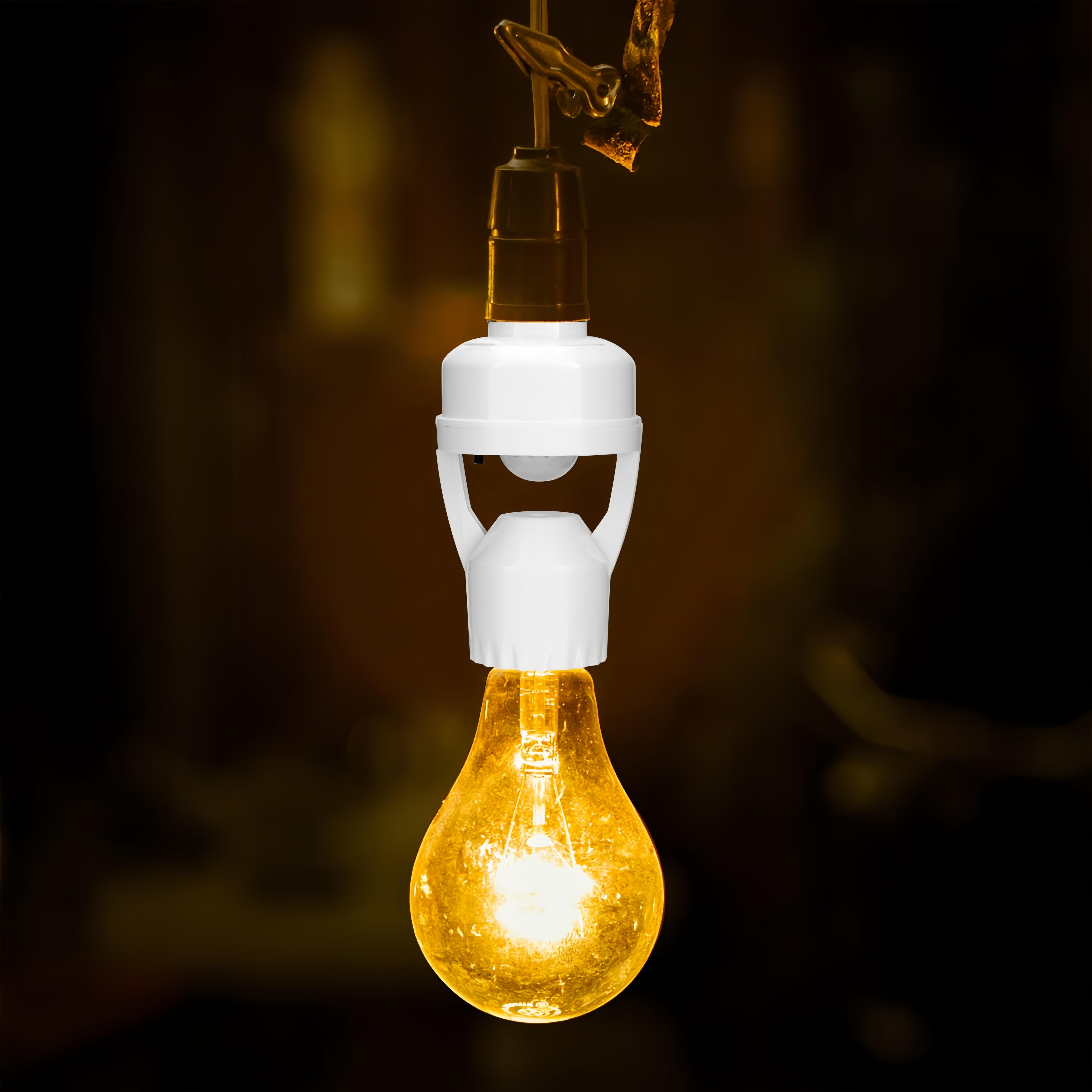 E26/E27 Smart Motion Sensor Light Socket – Auto On/Off Bulb Holder Adapter, Ideal for Garages & Storage Areas motion sensor light socket, screw-in motion sensor socket, light sensor socket, motion sensor bulb adapter, smart light socket,