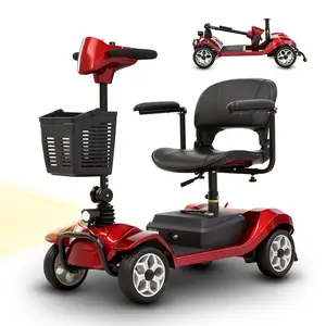 Mobility Scooter for Adults - 4-Wheel, 330lbs Capacity, 15Miles Long Range, Foldable Powered Mobility Scooter for Seniors, Elderly, Removable Battery, with Headlight, Charger & Basket