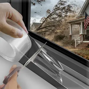Window Sealing Tape 2 Inch x 33 FT - Transparent, -Free & Weatherproof - Clear Draft Insulation Weather Stripping Caulk Tape for Window Glass, Door Gaps, AC Units - Windproof &