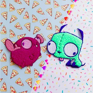 ⋆ INVADER ZIM ⋆ GIR & Minimoose Fuzzy Patch Accessory Cute Aliens