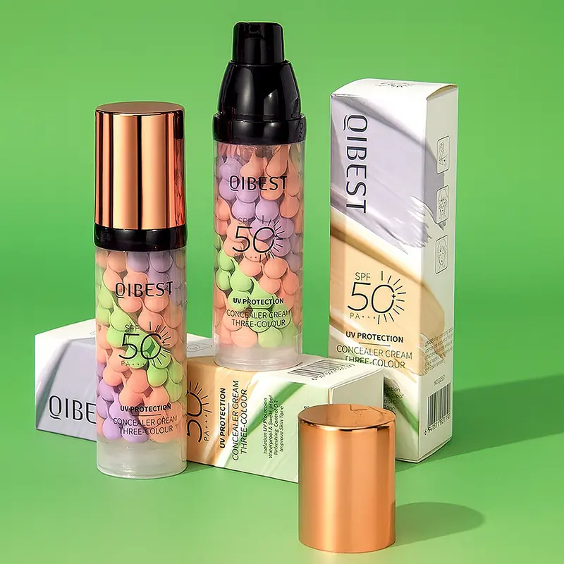 3-in-1 Color Correcting Facial Serum Moisturizing Primer SPF 50 PA++ Brightening Oil Control Refreshing Purple Pink Green Tones Boost Radiance Fast