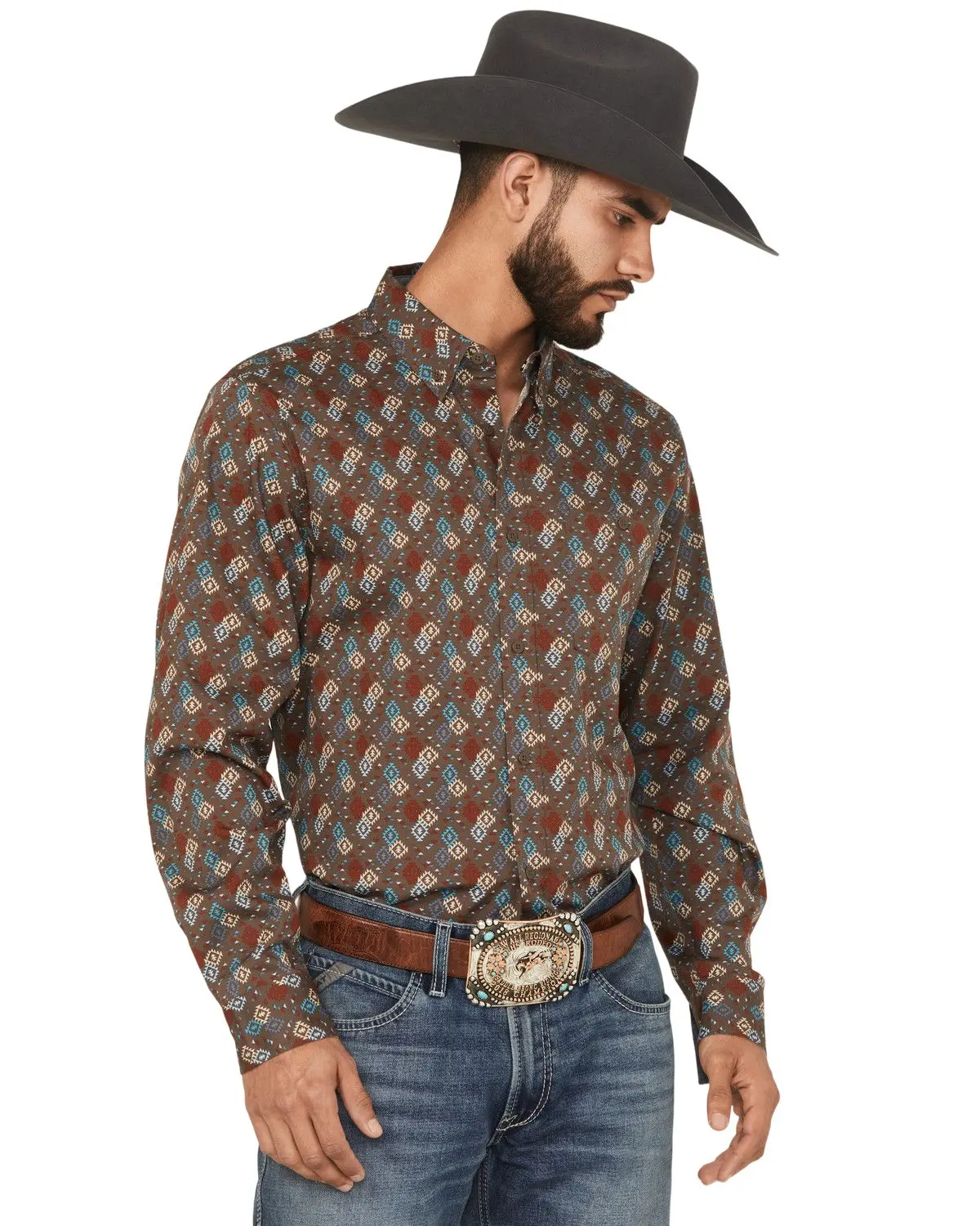 Rank 45 Men's 45&Reg; Men'S Hudson Geo Southwestern Print Long Sleeve - Rmsu25w18-Bn