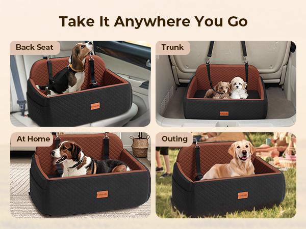 PAWGIANT Portable Dog Car Seat, Stylish Travel Carrier, Dog Car Seat for Large Medium Dogs Pet Car Seat Under 55 lbs or 2 Puppies Removable Washable Pets Travel Booster Bed for Automotive Backseat with Comfy Thick Cushion 2 Safety Leashes, Black Brown PAWGIANT Portable Dog Car Seat, Stylish Travel Carrier, Dog Car Seat for Large Medium Dogs Pet Car Seat Under 55 lbs or 2 Puppies Removable Washable Pets Travel Booster Bed for Automotive Backseat with Comfy Thick Cushion 2 Safety Leashes, Black Brown