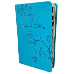 Bible in Spanish Large Font 12 Points Reina Valera 1960 Imitation Turquoise Floral Leather with Index