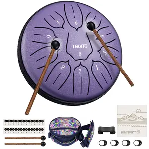LEKATO Steel Tongue Drum, 6 Inch 11 Notes, Steel Drum With Bag, Beginner Handpan Drum Percussion for Meditation Yoga Musical Education