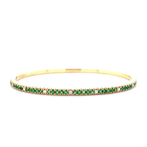 Emerald, Diamond & Gold Cuff Bracelet