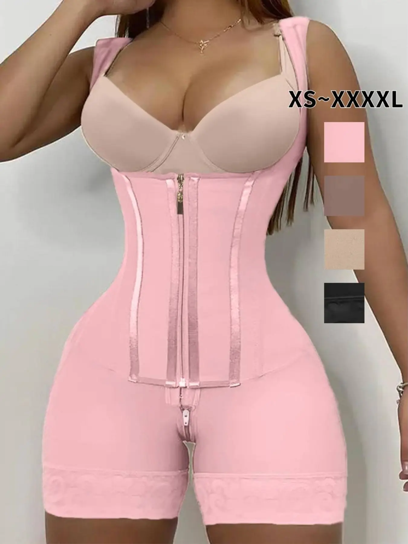 Women's Zipper Shapewear Romper, Breathable Comfortable Shaper Romper, Tummy Control Butt Lifter Hip Enhancer Compression Body Shapewear for Daily Wear, Underwear