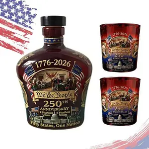 Whisky Decanter Set, 250th Anniversary Whisky Bottle, "We the People" Decanter, Heritage Glass Set, Commemorative Collector's Decanter, Suitable for Scotch Whisky, Bourbon Whisky or Wine.