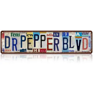 Vintage Dr.Pepper Blvd Wall Decor Street Signs Home Bar Coffee Metal Tin Signs 16 x 4 Inches