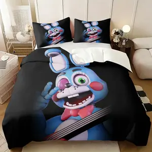 2/3 Pcs Five Nights at Freddy's Toy Bonnie Duvet Cover Set - Horror Game Style, HD Digital Print, Skin-Friendly Breathable Fabric,  Ideal for FNAF Fans, Gamers, Bedroom/Dorm/Gaming Room Use,Without Filler