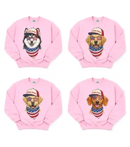 USA 250 Patriot Dog Sweatshirt Light Pink & Irish Green - (25 Dog) Custom Patriotic Puppy for Dog Lovers