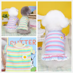 Spring & Summer New Princess Style Dog Dress, Pet Clothing, 23 Color Striped Flower Vest