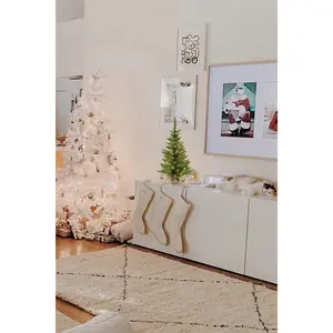 Perfect Holiday Pre-Lit Tabletop Christmas Tree with Burlap Base Warm White LED Holiday Décor 3FT