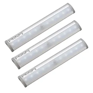 10-led Wireless Motion Sensing Stick-on Anywhere Step LED Light Bar with Magnetic Strip, Pure White, 3-Pack