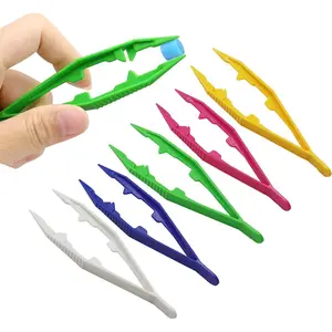 5Pcs 5 Colors Assorted Plastic Craft Tweezers for Kids DIY Craft Jewelry Making Beading Projects for Family School Use