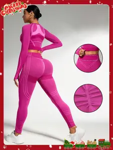 Sport Studio Women's Sports Set, Drop Shoulder Sleeves, Comfortable & Stylish Training, Fitted Design Activewear, Tight Pants Suit for Gym Wear