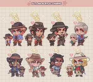 outlaw gunslinger cowboy charms keychains
