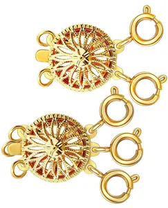 Necklace Layering Clasps Separator for Women 14k Gold & Silver Tangle Free Safety Jewelry Locking Clasp Converter Chain Extender