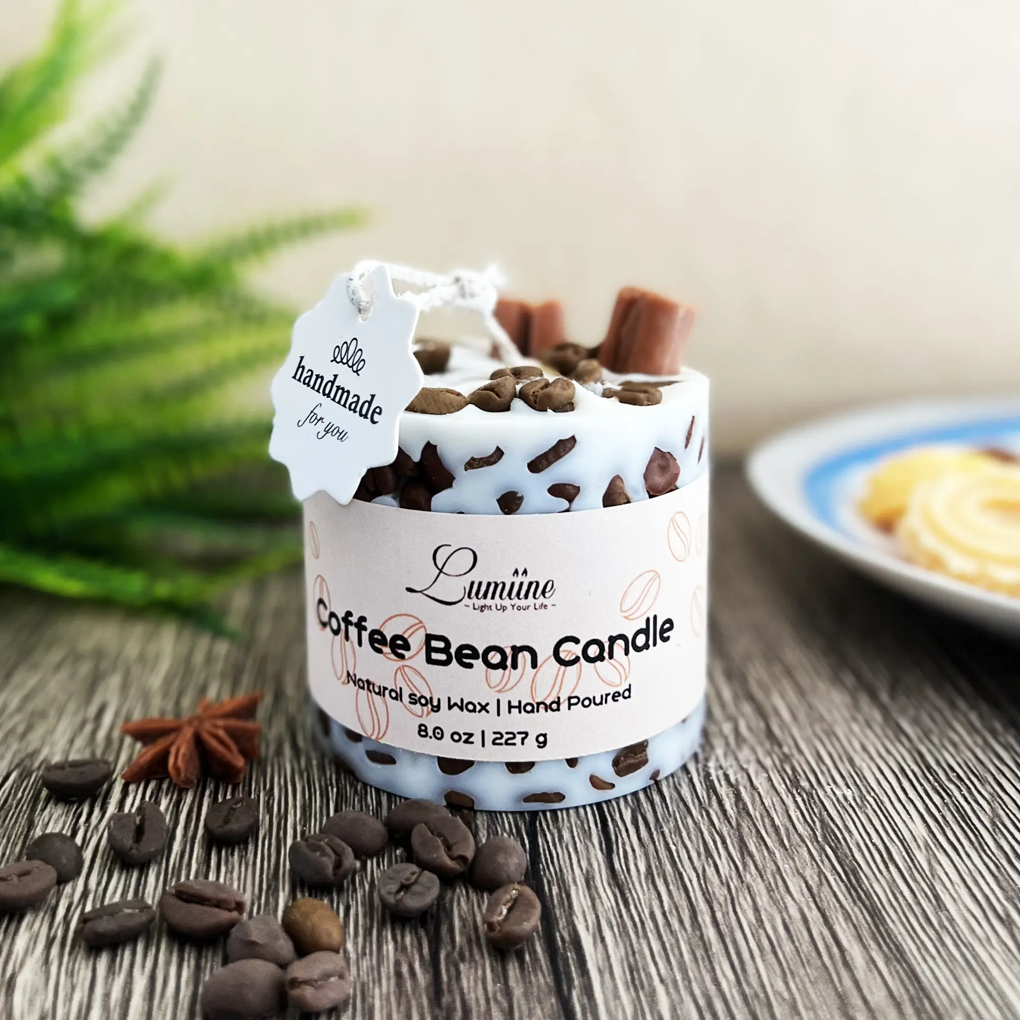 Lumiine Coffee Candles Soy Wax Scented Cinnamon Candle Handmade Unique Gift for Her Birthday Gift Coffee Bean Candle for Coffee Lover