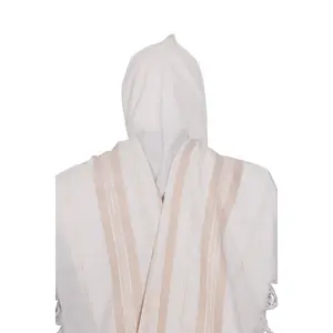 Tallit Gadol Tallit Aviv – Shiny Beige Gold Mushkan Tacheles