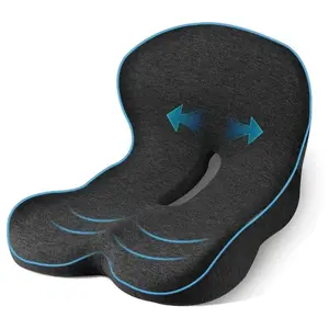 Ergonomic Memory Foam Seat Cushion - Breathable, Non-Slip Orthopedic Chair Pillow for Office, Driving, Instant Relief for Sciatica, Tailbone, Lower Back Pain, Universal Fit