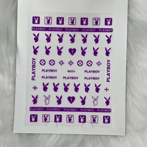 Purple Logo Sticker, Stick on Nails Art Decoration, Peel and Apply Nail Accessory - Md006