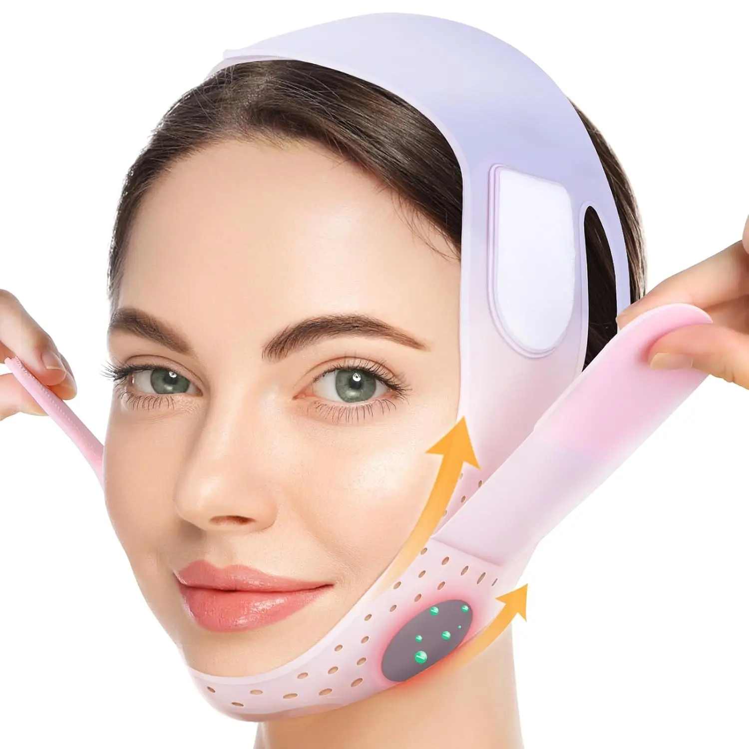JUSRON V-Line Mask Chin up Mask Face Strap, Soft Silicone Chin Strap V Shaped Face Mask, Jaw Exerciser 23-27 Inches (Pink) JUSRON