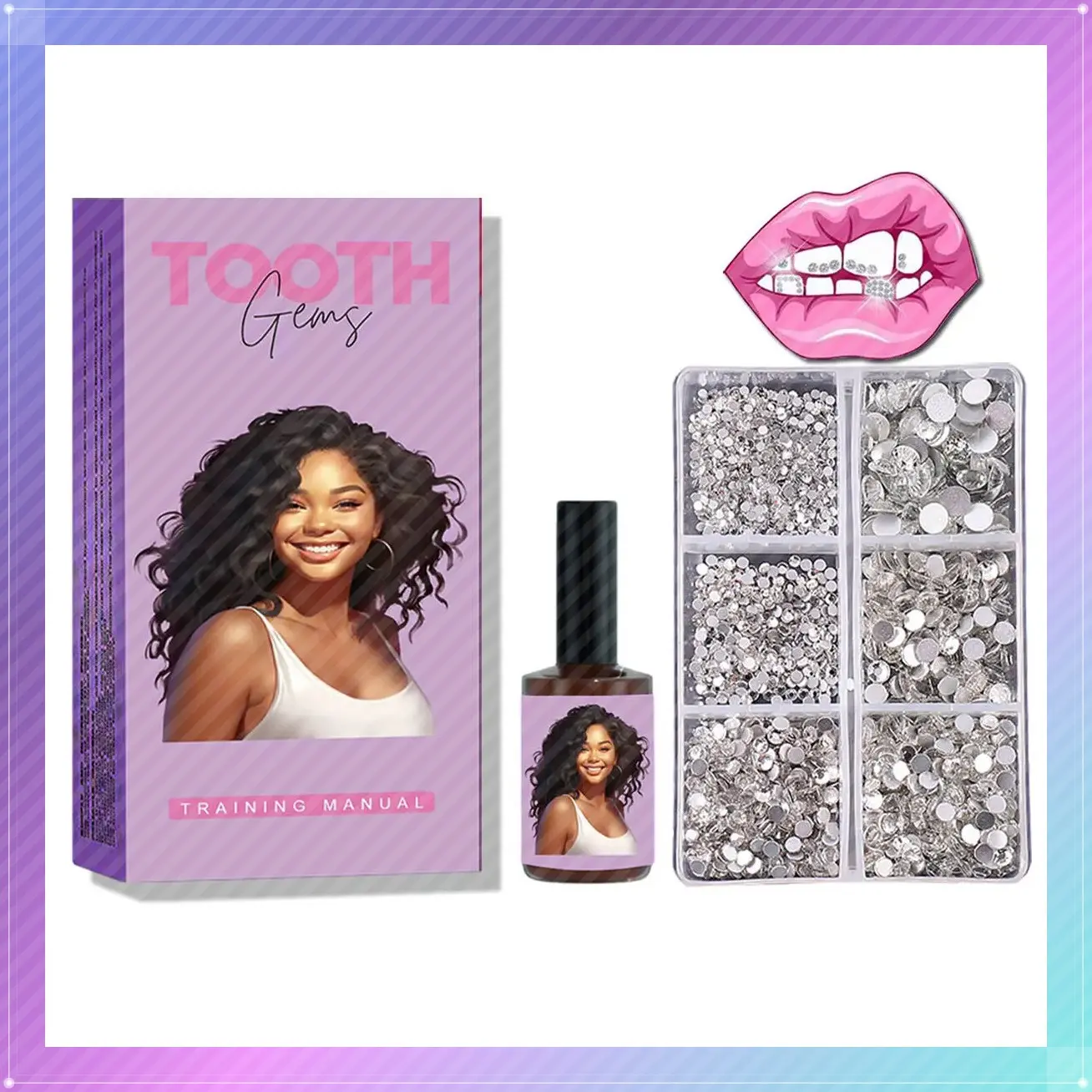 Neeyer 1000 Gems DIY Tooth Gem Starter Kit, Temporary Short-Term Wear Fashion Teeth Jewelry Kit, Not Permanent or Long-lasting, Not Intended for Those Seeking Permanent Results