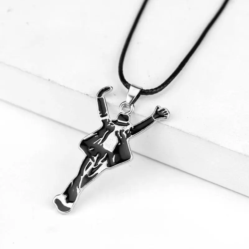 Classic Pop Star Singer Michael Necklace Dancing Jackson Enamel Pendant Necklace Fans Monumental Jewelry Accessories Gifts
