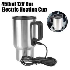 1pcs Car Electric Tea Kettle, 24v Portable Stainless Steel Heating Cup, In-Car Water Heater Ideal for Travel & Most Cup Holders