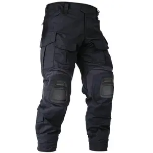 Men'S Outdoor Tactical Pants (with Knee Pads) Camouflage Overalls Waterproof Hiking Pants No Belt