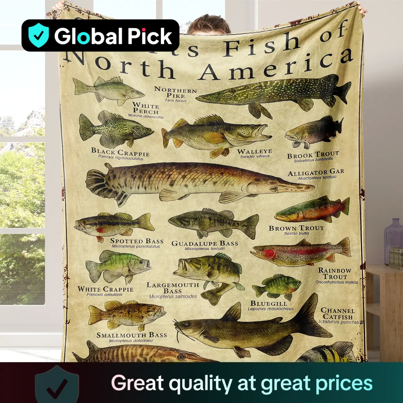 Fish Pattern Flannel Blanket, 1 Count Soft Comfortable Warm Throw, Air-conditioned Room Blanket, Warm Nap Blanket for Home Office Travel Camping